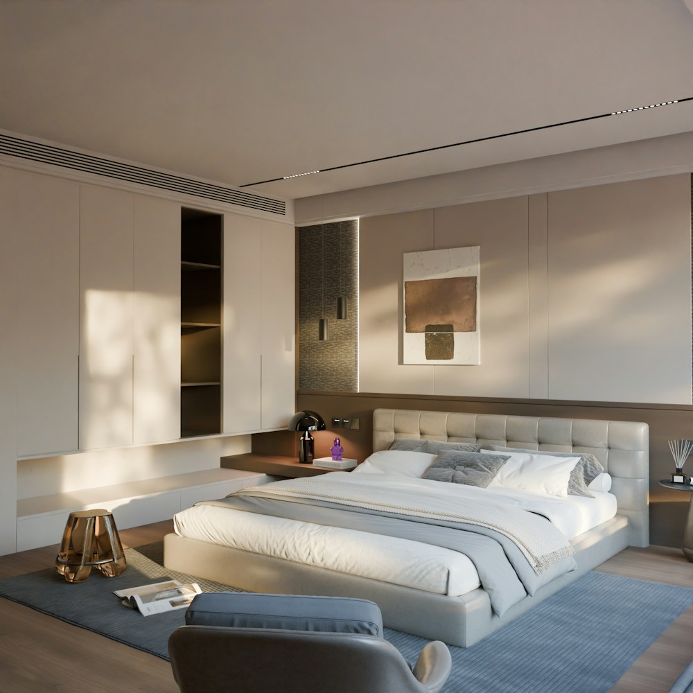 Hotel guestroom furniture project with bed and desk