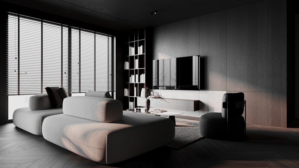 Luxury villa living room with coordinated furniture